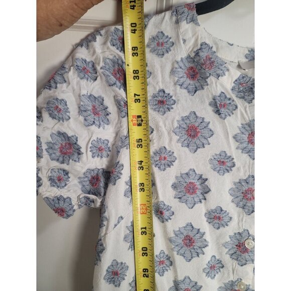 Loft Floral Button-Down Midi Sunday Dress With Puff Sleeves & Tie Detail SZ 0p - Picture 8 of 10